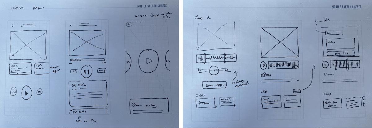 wireframe sketches exploring the idea and how it might work